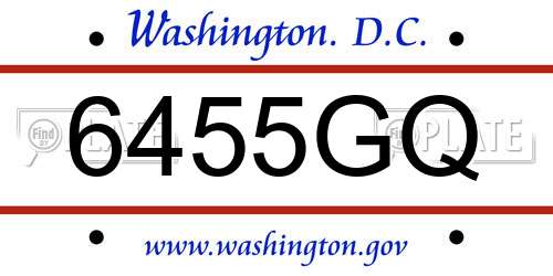6455GQ District Of Columbia License Plate