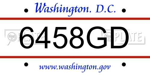 6458GD District Of Columbia License Plate