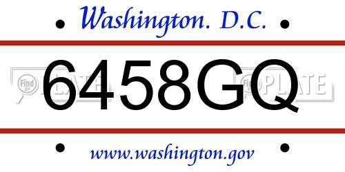 6458GQ District Of Columbia License Plate