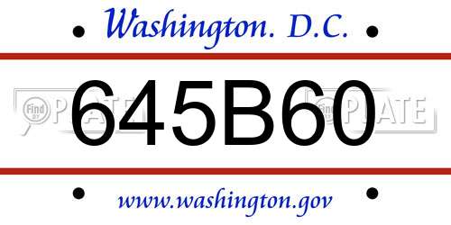 645B60 District Of Columbia License Plate