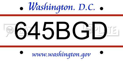 645BGD District Of Columbia License Plate