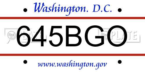 645BGO District Of Columbia License Plate