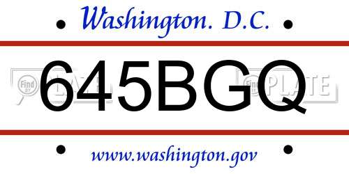 645BGQ District Of Columbia License Plate