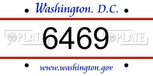 6469 District Of Columbia License Plate