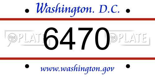 6470 District Of Columbia License Plate