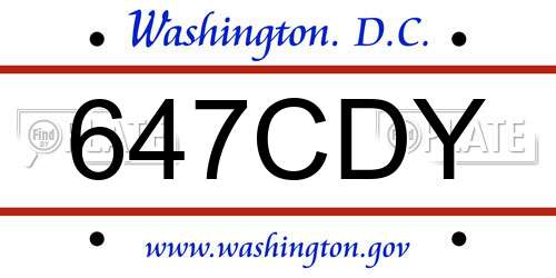 647CDY District Of Columbia License Plate