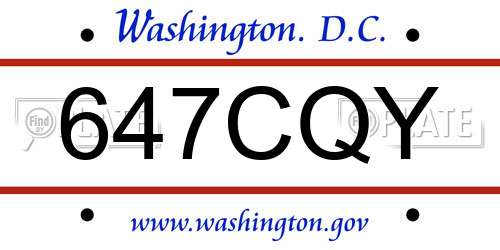 647CQY District Of Columbia License Plate