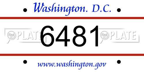 6481 District Of Columbia License Plate