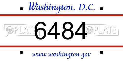 6484 District Of Columbia License Plate
