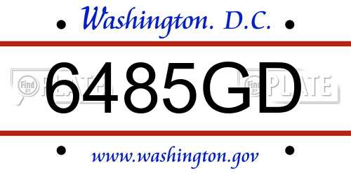 6485GD District Of Columbia License Plate
