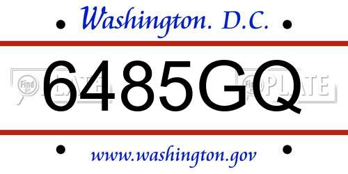 6485GQ District Of Columbia License Plate
