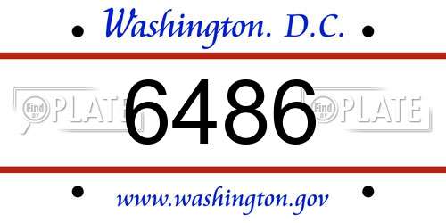 6486 District Of Columbia License Plate