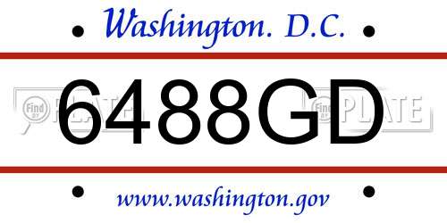 6488GD District Of Columbia License Plate