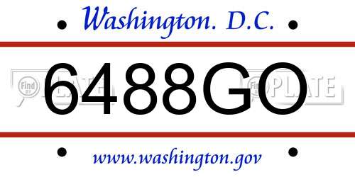 6488GO District Of Columbia License Plate