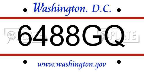 6488GQ District Of Columbia License Plate