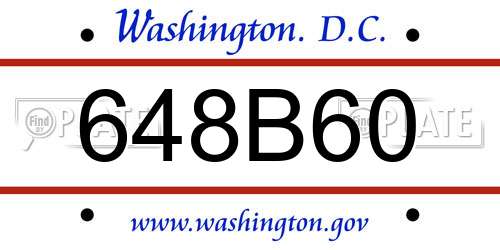 648B60 District Of Columbia License Plate