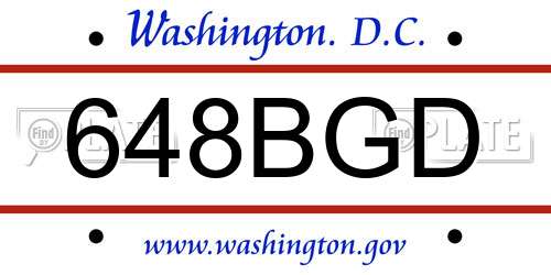 648BGD District Of Columbia License Plate