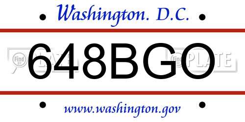 648BGO District Of Columbia License Plate