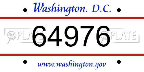 64976 District Of Columbia License Plate