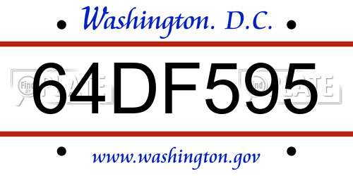 64DF595 District Of Columbia License Plate