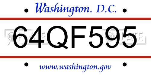 64QF595 District Of Columbia License Plate