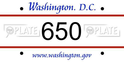 650 District Of Columbia License Plate