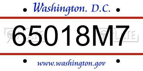 65018M7 District Of Columbia License Plate