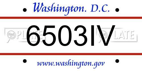 6503IV District Of Columbia License Plate