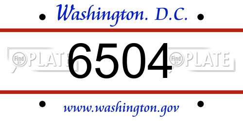 6504 District Of Columbia License Plate