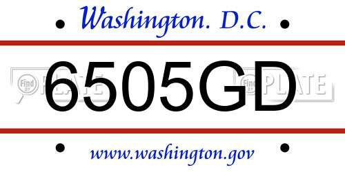 6505GD District Of Columbia License Plate