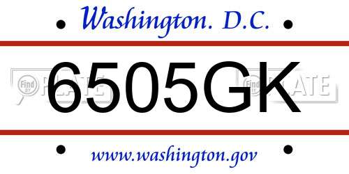 6505GK District Of Columbia License Plate