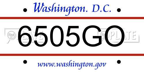 6505GO District Of Columbia License Plate