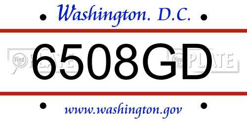 6508GD District Of Columbia License Plate