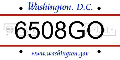 6508GO District Of Columbia License Plate