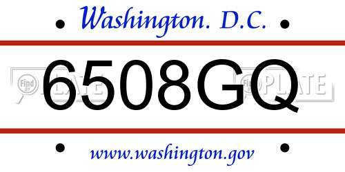 6508GQ District Of Columbia License Plate