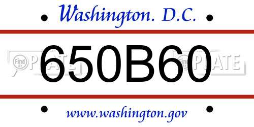 650B60 District Of Columbia License Plate