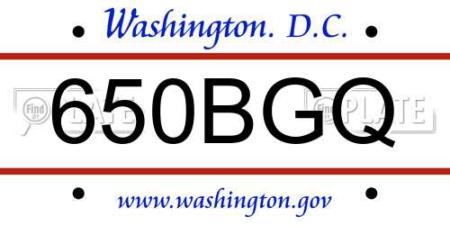 650BGQ District Of Columbia License Plate
