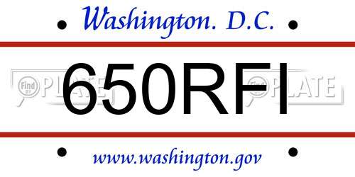 650RFI District Of Columbia License Plate