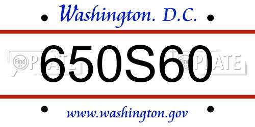 650S60 District Of Columbia License Plate