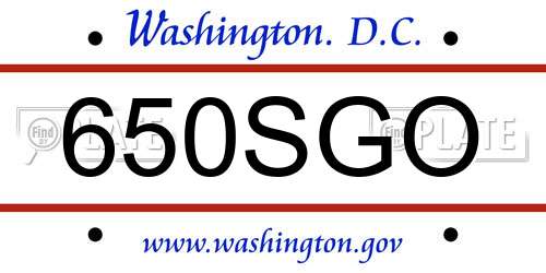 650SGO District Of Columbia License Plate