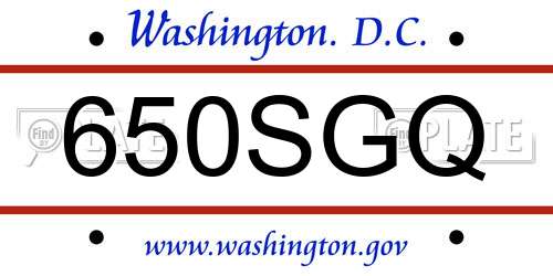 650SGQ District Of Columbia License Plate