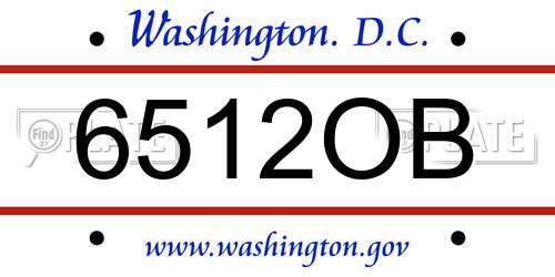 6512OB District Of Columbia License Plate