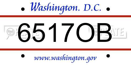 6517OB District Of Columbia License Plate