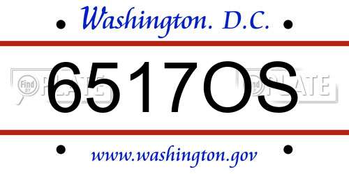 6517OS District Of Columbia License Plate