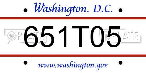 651T05 District Of Columbia License Plate