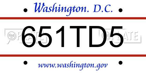 651TD5 District Of Columbia License Plate