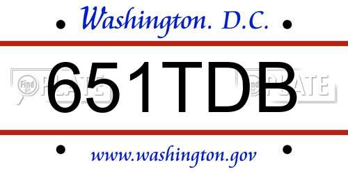 651TDB District Of Columbia License Plate