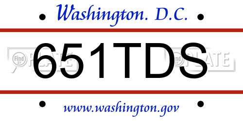 651TDS District Of Columbia License Plate
