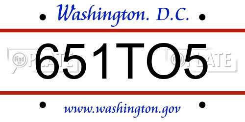 651TO5 District Of Columbia License Plate