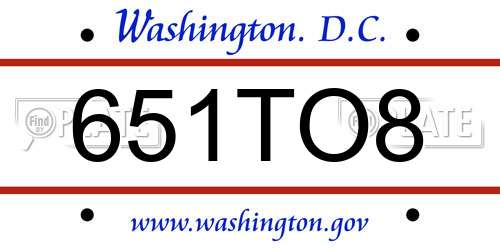 651TO8 District Of Columbia License Plate